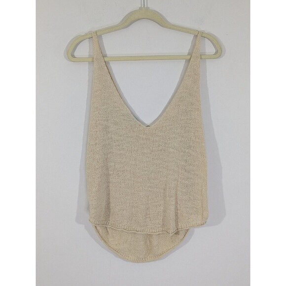 Free People FP Beach Boucle Sweater Tank Top M Ivory Cotton Blend Knit Sexy - Picture 7 of 7